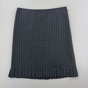 Ann Taylor LOFT Skirt Women Size 4 Navy Polka Dot Pleated Hem Lined
